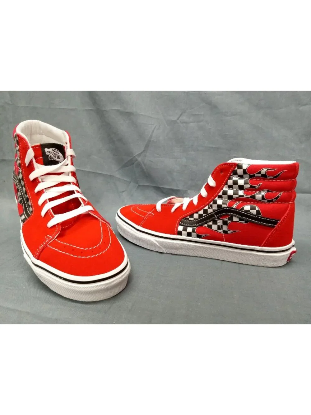 Vans Sk8-Hi Padded Collar Canvas Sneaker Checker Flame Boys Size 6 NEW IN BOX!